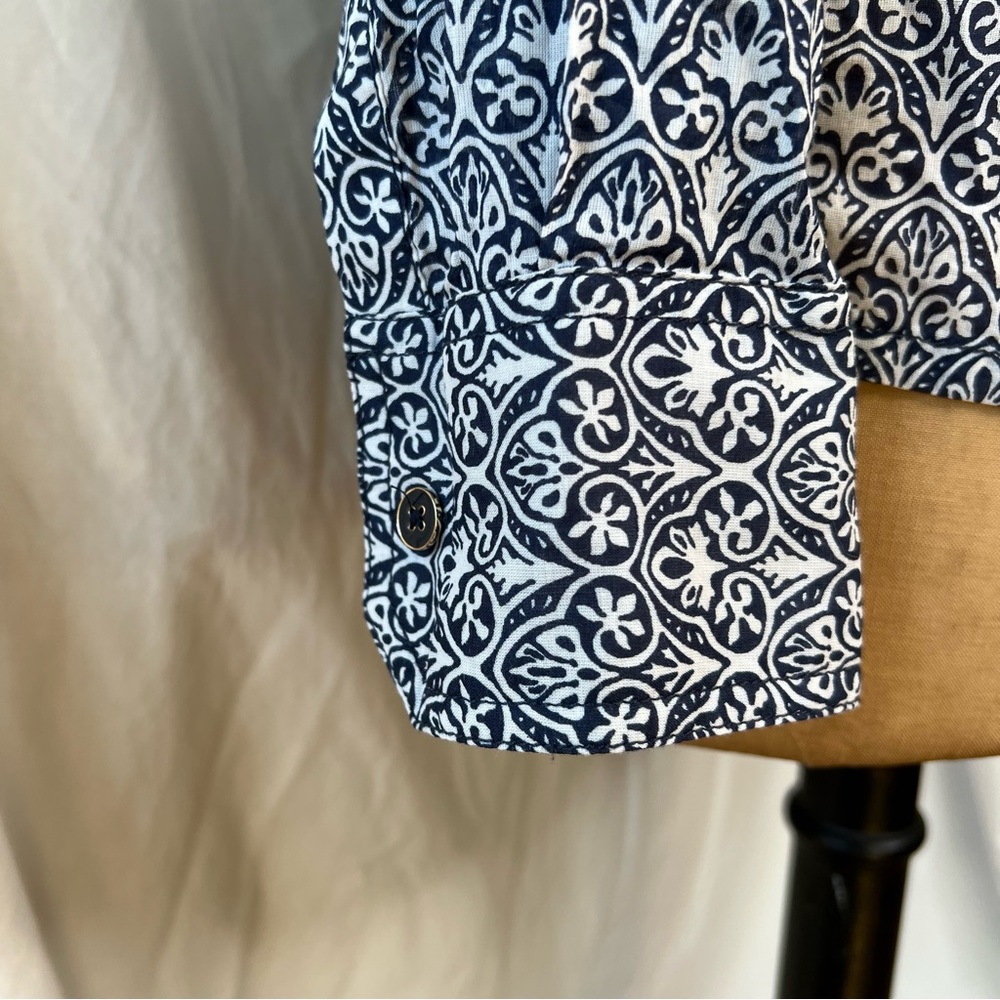 Tory Burch Cotton Collared Button Down Blouse Nav… - image 5